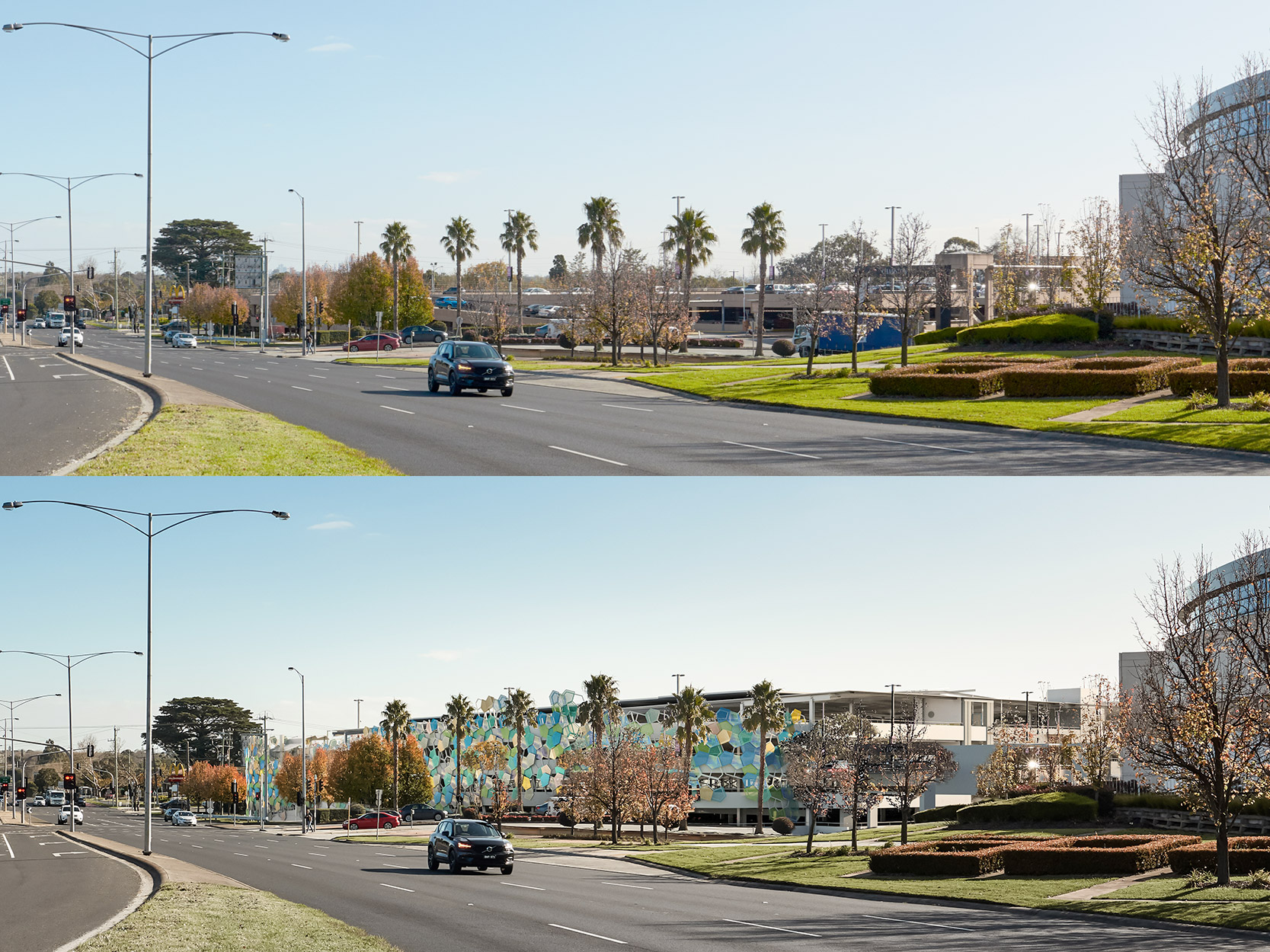 Before and after of Photomontage for Planning