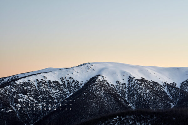 Falls Creek #65 Fine Art Print, suunrise over snowcapped mountain