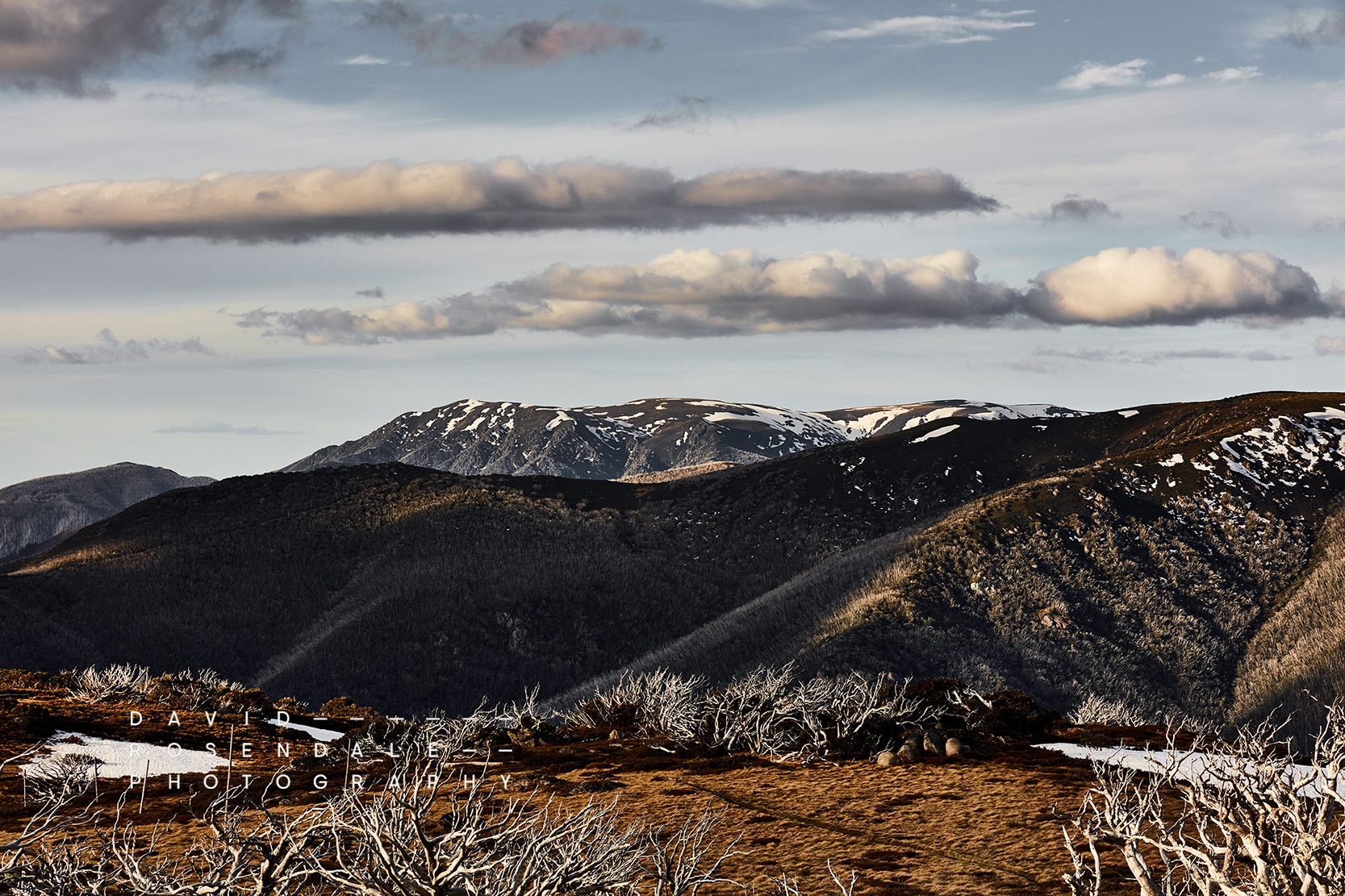 Falls Creek #70 Fine Art Print, last remaining snow capped peaks in the mountains in spring