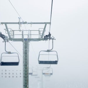 Falls Creek #1 from the series The Fall 2016, Fine Art Print, view taken from chair lift of icy ski lift tower