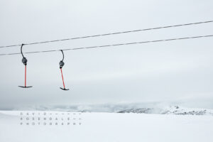 Mount Hotham #1 from the series The Fall 2016, Fine Art Print, minimal snow scene of T bar in ski resort